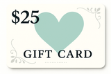 $25 gift card with a light teal heart