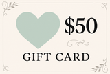 $50 gift card with a light teal heart