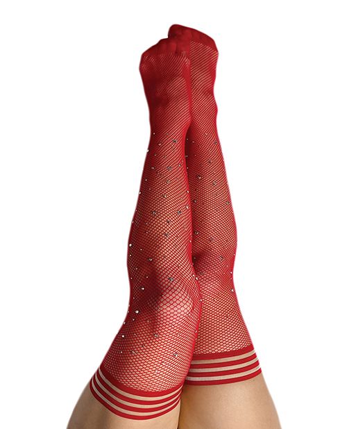 Kix'ies Fishnet Rhinestone Thigh High