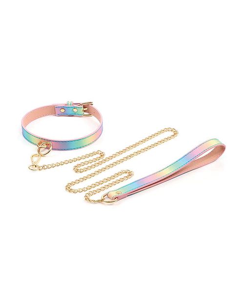 Iridescent Rainbow Hot Bitch Collar & Leash