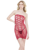Sleek Seamless Stretch Fishnet Tube Dress with Laser Cutout Details