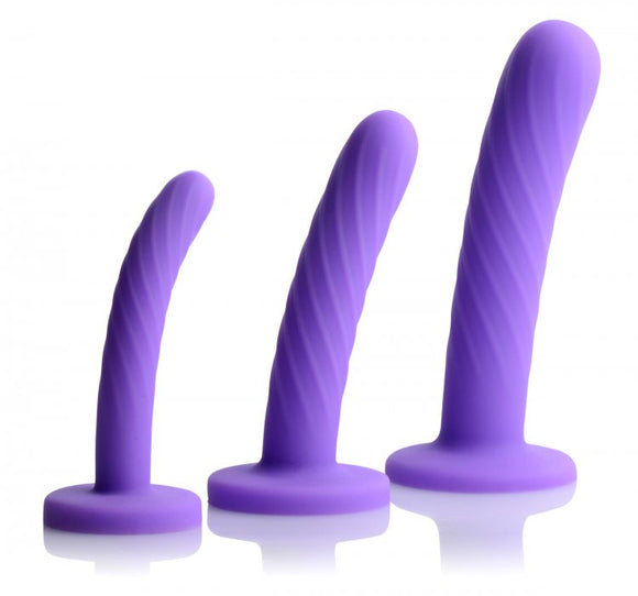 Tri-Play Silicone Dildo - Set of 3 Purple