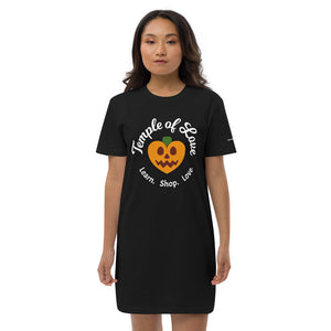 Halloween Logo Organic Cotton T-shirt Dress in Black